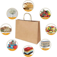 Sacs cadeaux Weifeng, lot de 20 sacs en papier kraft avec poignées, papier brun