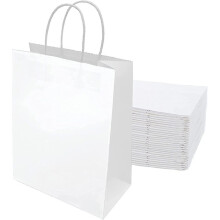 10pcs White Paper Bags,paper Bags With Handles,gift Bags compatible with Celebrations Party Gift