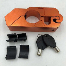 (Orange) Universal Motorcycle Handle Throttle Grip Security Lock with 2 Keys to Secure a Bike, Scooter, Moped or ATV