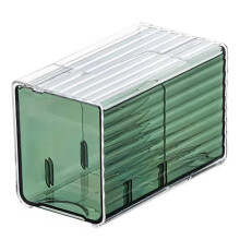 Scatola organizer da parete per dischetti e cotton fioc, contenitore per cosmetici in plastica senza fori con cassetto A
