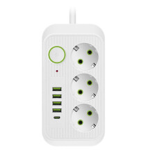 White 2M EU Plug Multi-Standard Socket Extension Cord Power Strip EU plug Socket