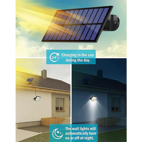Luminária solar externa com 106 LEDs e sensor de movimento, compatível com jardim, com cabo de 5m. 1