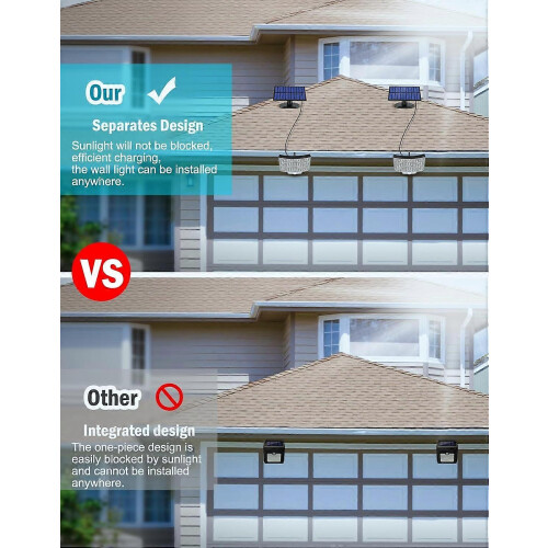 Luminária solar externa com 106 LEDs e sensor de movimento, compatível com jardim, com cabo de 5m. 2