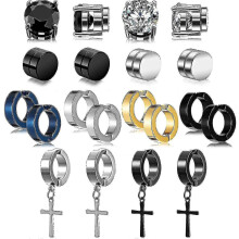 10 Paar magnetische Ohrstecker, kompatibel mit Herren-Ohrringen aus Edelstahl, magnetische Kreuz-Ohrhänger ohne Piercing