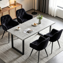 (BLACK, 4pcs) Set of 2/4 Dining Chairs Velvet Padded Seat Metal Leg