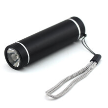 LED Flashlight Mini Torch Black Compact Pocket Size Single Mode Aluminum Alloy AAA Powered