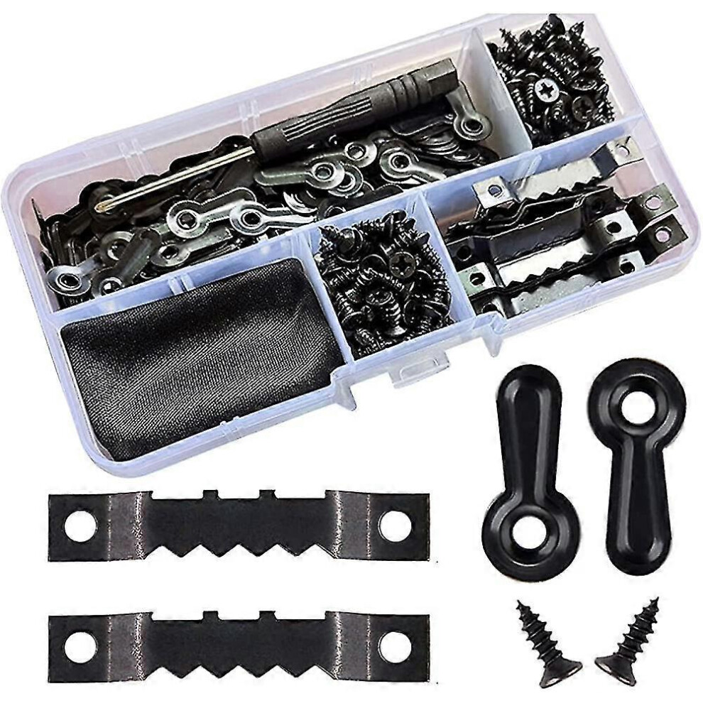 100 Pieces Frame Picture Turn Buttons And 25 Pieces Sawtooth Picture Frame Hanging Hangers Double Hole With 150 Pieces Screws 3778179599348