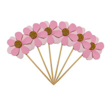 6pc Flicker Flower Petal Cake Toppers Pink