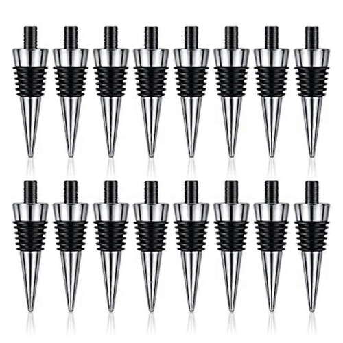 Kit com 16 rolhas de metal para vinho, reutilizáveis, compatíveis com decoração de casamento e vinho.