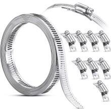Hose Clamp Steel Worm Clamp, Webbing Hose Clamp With Tie Downs, 304 Stainless Steel Clamps Screw Adjustable Hose Clamp (9 Pieces, 11.5 Feet) best gift