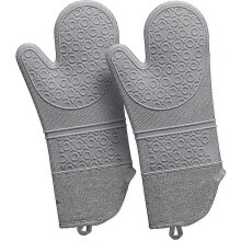 15 Inches Silicone Oven Mitts: 500 F Heat Resistant Kitchen Mittens Non Slip Po
