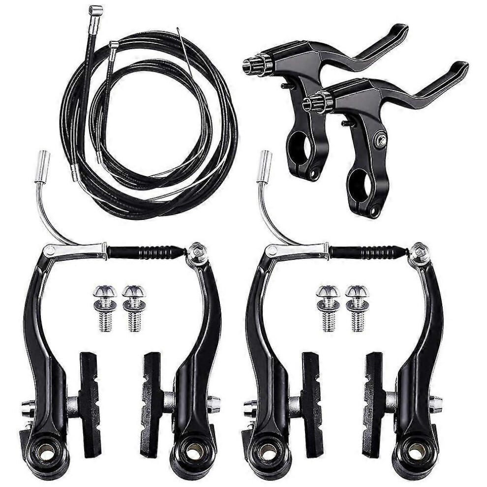 Complete Bicycle Mountain Bike Set,V Brake + Outer Cables + Lever + Front&Rear Bike Brake Accessori Black 3799914199678