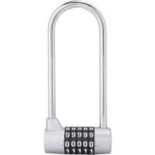 5-cijferig combinatieslot van gelegeerd staal, U-vormig veiligheidsslot met code, extra lang lockerslot met code (zilver)