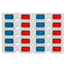 3D-Brillen, 10 Paar rote und blaue Papier-Stereo-Linsen, kompatibel mit dem Anaglyphen-Papier-3D-Brillen-Set