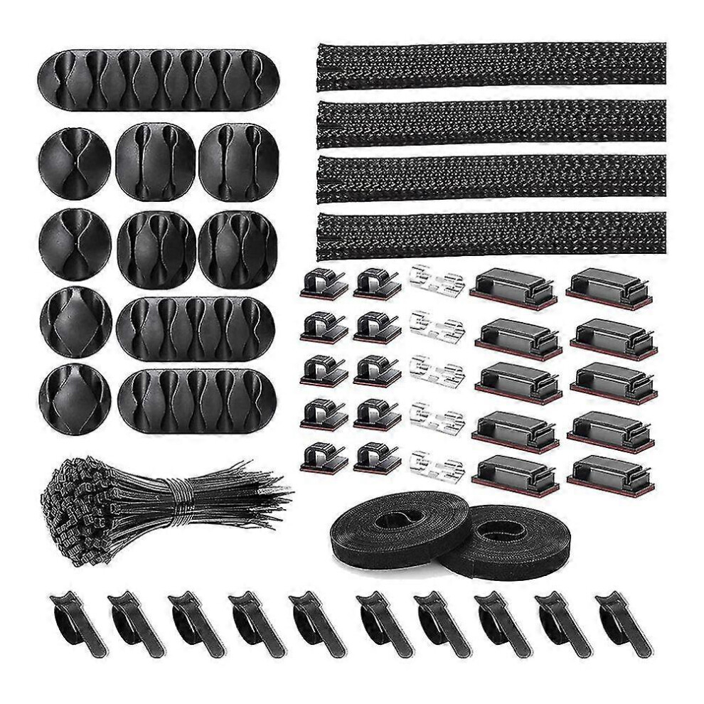 152 Pcs Cord Organizer Kit, Include Self Adhesive Clips, Cable Sleeves Management Clips 3092270042887