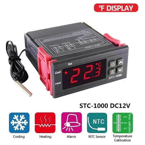 STC-1000 Digital LED Temperature Controller Heating Cooling Centigrade Thermostat 2 Relays Output with NTC Sensor Probe 12v 1