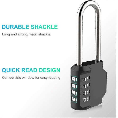 Code lock / padlock with long locking bar Black 1