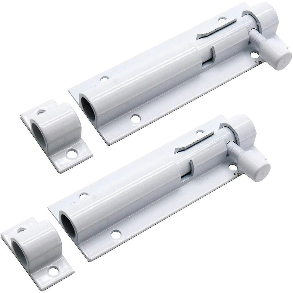 White Aluminum Alloy Slide Bolt Latch Door Barrel 3 Inch Security Gate Sliding Latch 2Pcs 3066759600325