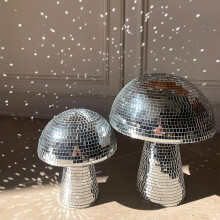 Mushroom Disco Ball,silver Reflective Mushroom Ornament compatible with Party, Room, Table Decor