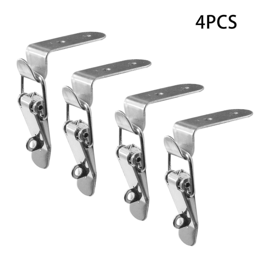 4Pcs 90 Degrees Duck-Mouth Buckle Hook Lock Stainless Steel Spring Loaded Draw Toggle Latch Clamp Clip Silver Hasp Latch Catch Clasp 3127543182806