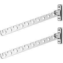 Wall Mounted Clothes Hanger, Set Of 2 Stainless Steel Folding Drying Rack Hook Hanger37cm