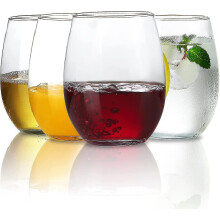 Stemless Wine Glasses Clear Drinkware Glasses Summer Drinks Glass Wine Glass Set Ideal Gift Shatterproof Glassware Party Glasses Set Dishwas