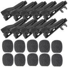 Conjunto de 10 clipes universais para microfone de lapela, clipes de ferro para microfone de lapela mini com 10 capas protetoras.