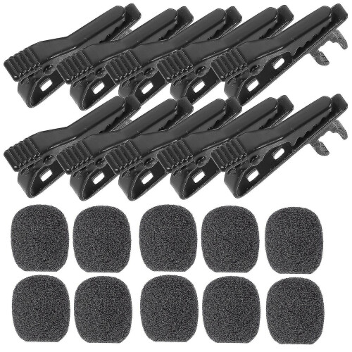 10 pezzi Clip per microfono da bavero universale Mini clip per microfono lavalier con clip in ferro e 10 copri microfono