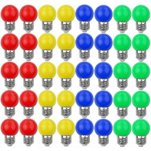 Ampoules LED colorées E27 3W/30W décoratives et design, 240 lumens, AC 220-240V, couleurs assorties : rouge, jaune, bleu, vert - Lot de 40 [energ