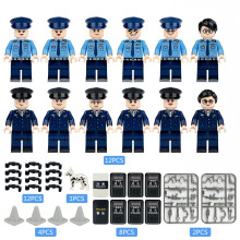12 PCS Police Officer Themed Building Block Figure Set Pretend Play Toys for Children