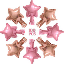 100 Pcs 5 Inch Rose Gold Star Balloons Reusable Pink Foil Decor for Wedding Birthday Party