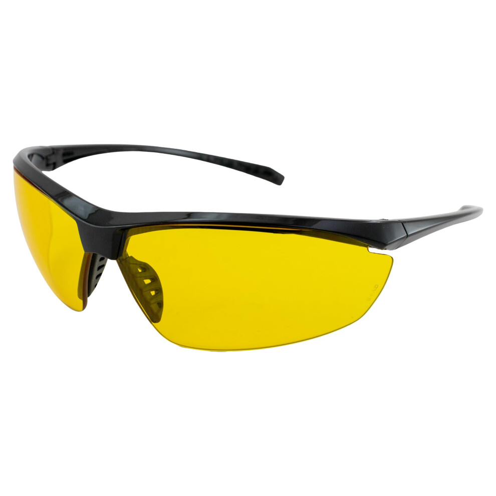 Lieutenant Motorcycle Riding Sunglasses Ansi Z87.1 Yellow Tint Impact Resistant Uv400 Black Frame 9073542145516