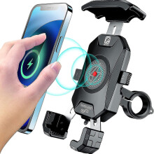 Motorrad-Handyhalterung mit kabellosem Ladegerät und USB-C-Anschluss, IP66 wasserdicht, kompatibel mit Smartphones von 4 bis 7 Zoll, Einhandbedienung