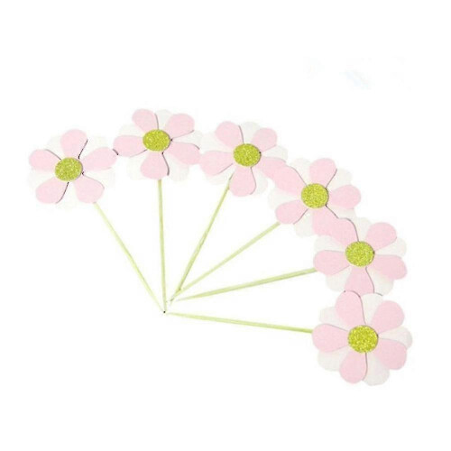 6pc Flicker Flower Petal Cake Toppers Pink 1