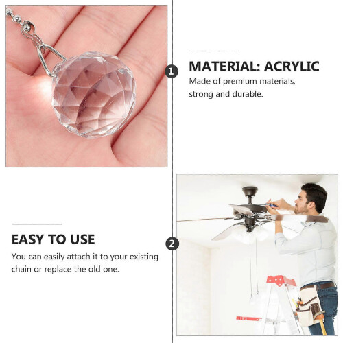 2pcs Light Pull Rope Universal Chain with Crystal Balls Cord Controller compatible with Ceiling Fan Pendant Lamp 2