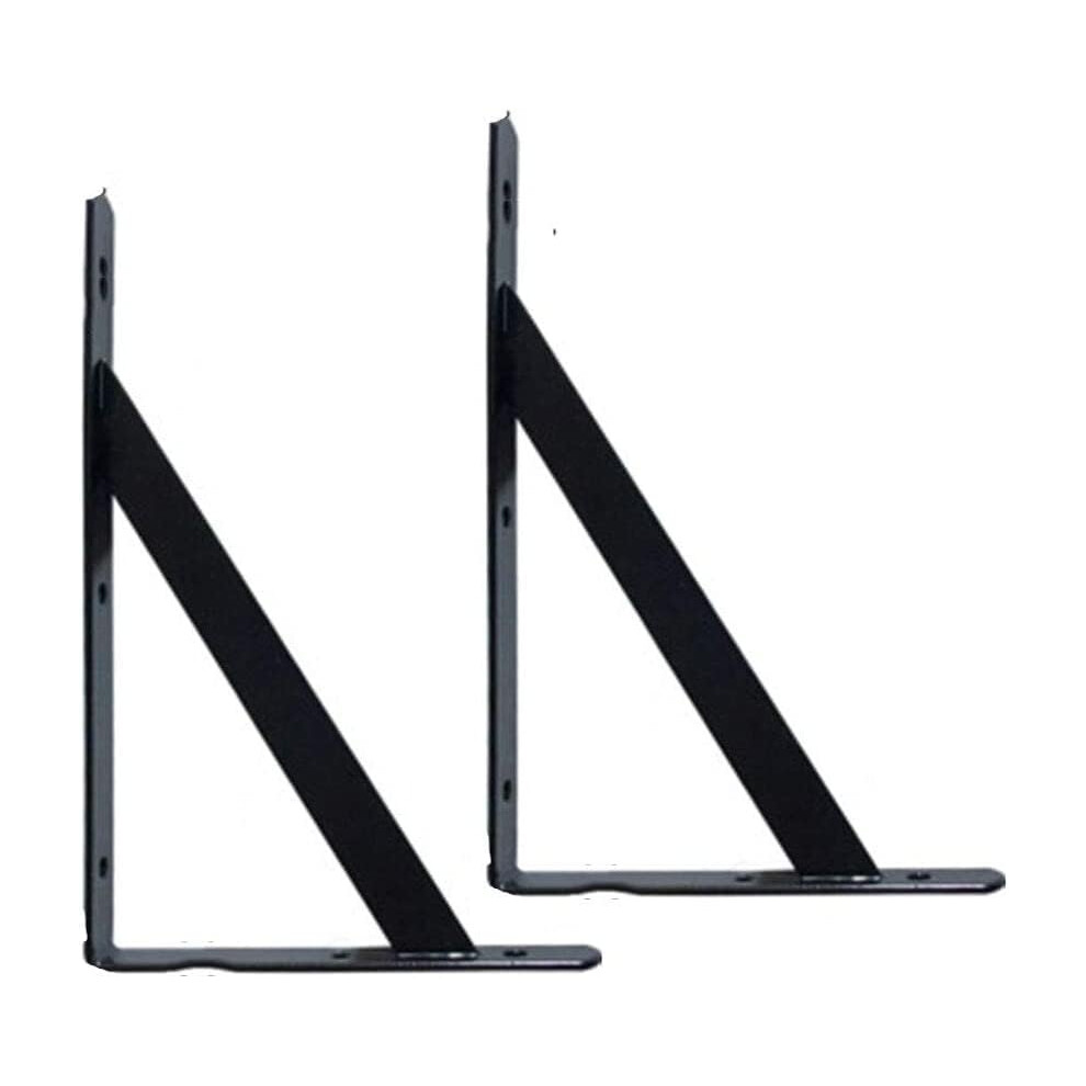Heavy Duty Iron Triangle Wall Mounted Shelf Brackets 90 Degree Black Rust Resistant Industrial Style 9351714622639