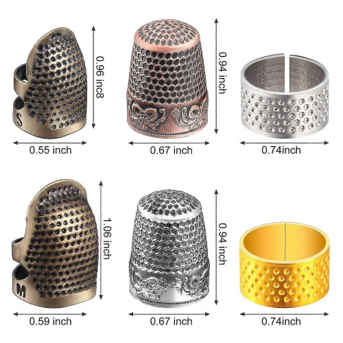 6 Pieces Sewing Thimble Finger Protector,adjustable Metal Finger Shield Protector compatible with Sewing Embroid 1