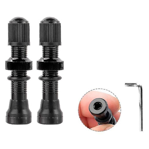 2 βαλβίδες A/V Schrader ποδηλάτου 40mm συμβατές με ζάντες Mtb Tubeless, μαύρες 1