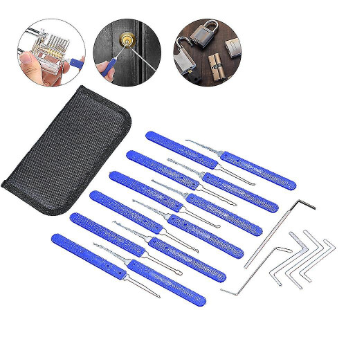 17 PCS Lock Picking Set with Storage Organize Bag Practice Locksmith Tools Lockpicking Kit compatible with Beginners Professionals Kids 2