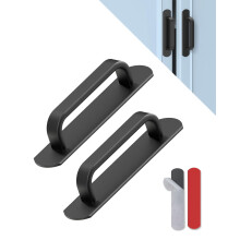 5.7 Inch Self Adhesive Cabinet Handle Black 2 Pack, No Drill Aluminum Stick On Door Pull for Kitchen Closet Drawer