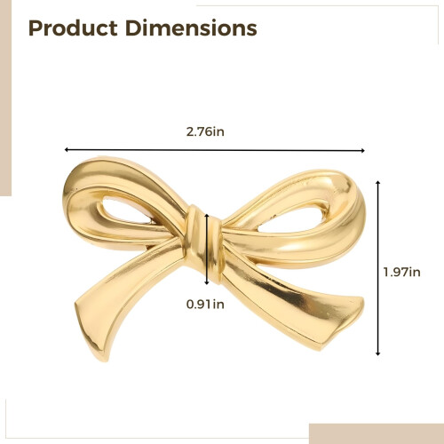 Brass Drawer Pulls Set of 6 Gold Bow Cabinet Knobs, Elegant Solid Brass Handles with Screws 1