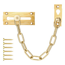 Heavy Duty Brass Door Chain Lock with Screws for Front Door, Gold Finish, Enhanced Security for Home and Apartment