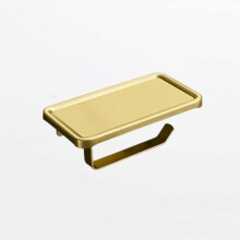 Brushed Gold Toilet Paper Holder with Large Storage Shelf, FingerprintResistant Wall Mount Bathroom Accessory