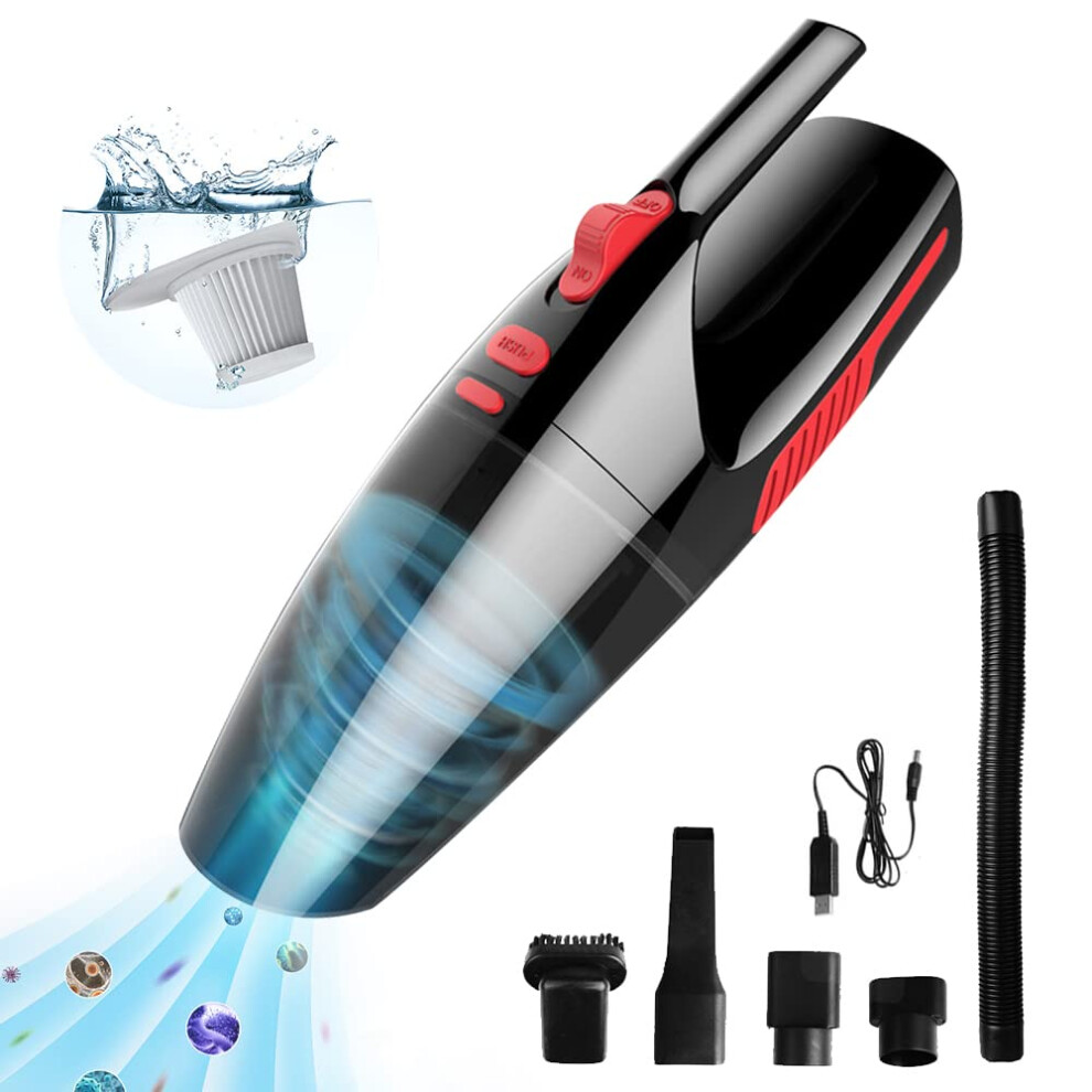 Handheld Car Vacuum Cleaner Power 120W Suction Cordless Rechargeable Mini Vac With Washable Hepa Filter For Car Home Pet Hair Black 9351714622967