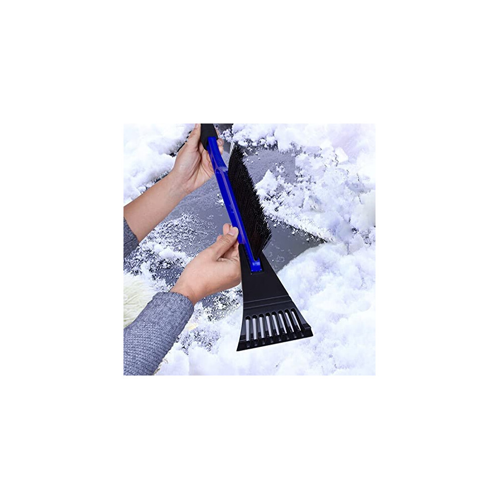 Car Ice Scraper And Snow Brush Detachable Design Soft Silicone Blade AntiâSlip Handle Blue 9351714623278