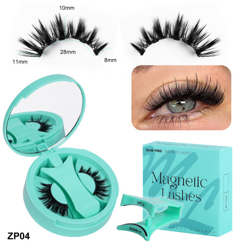 Magnetische Wimpern Set - Mintgrüne Integrierte Box   Modell 1