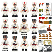 12 PCS Winter Soviet Snow Troops Building Block Minifigure Set White Wargaming Toys for Kids