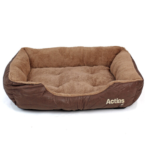 Actiaspet Faux Leather Fur Fleece Medium Dog Bed