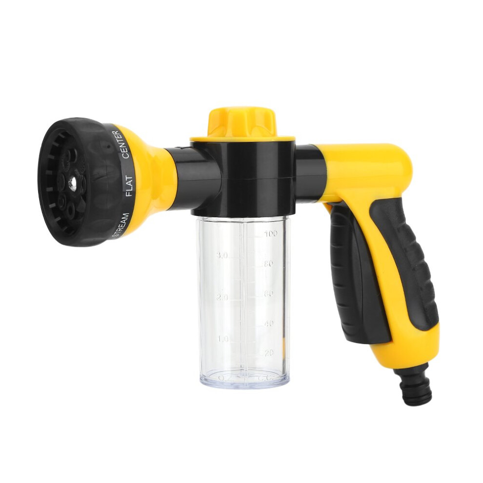 Car Wash Foam Gun With 8 Spray Patterns, Pressure Water Spray Nozzle, Adjustable Washer For Car And Pet Cleaning Yellow 9073542146797