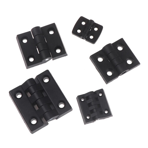 65x65mm Black Plastic Door Hinge, Folding Adjustable Butt Hinge for Cabinets, Quiet Durable Design 2